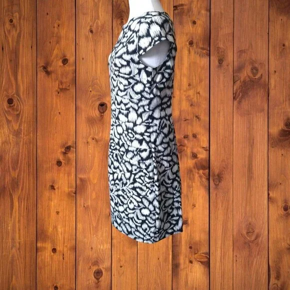 ALYX WOMEN'S SIZE 8 SHORT SLEEVE BLACK AND WHITE GEOMETRIC PRINT DRESS OFFICE - Picture 5 of 6